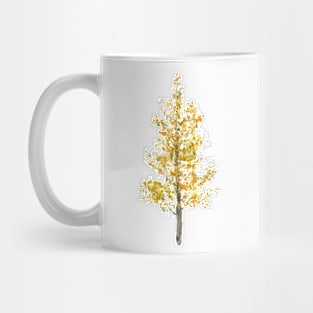 one lone yellow poplar tree watercolor Mug